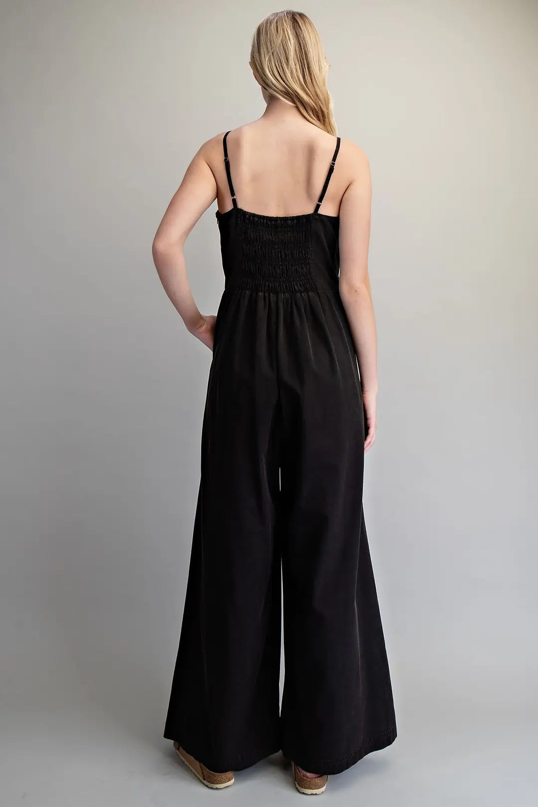 Button Sleeveless Jumpsuit | Ash Black