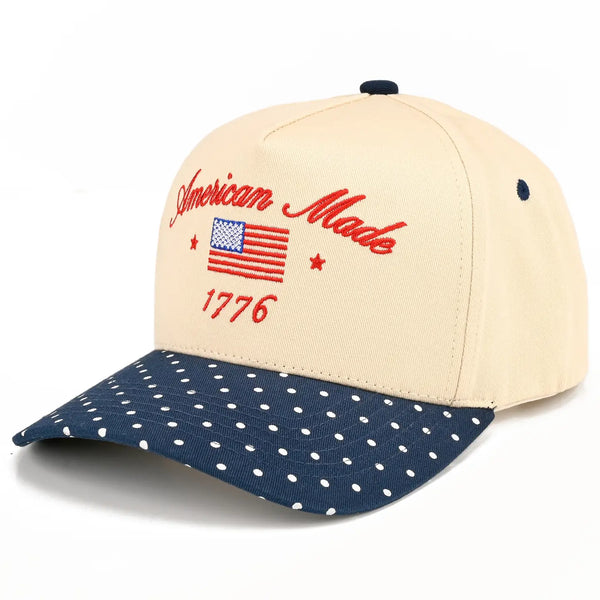 American Made Polka Dot Trucker Cap | Navy Blue