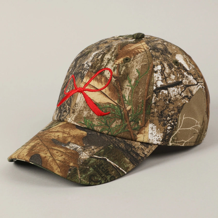 Ribbon Bow Trucker Cap | Camo/Red