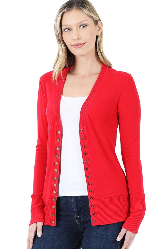 Tailored Snap Button Cardigan | Ruby