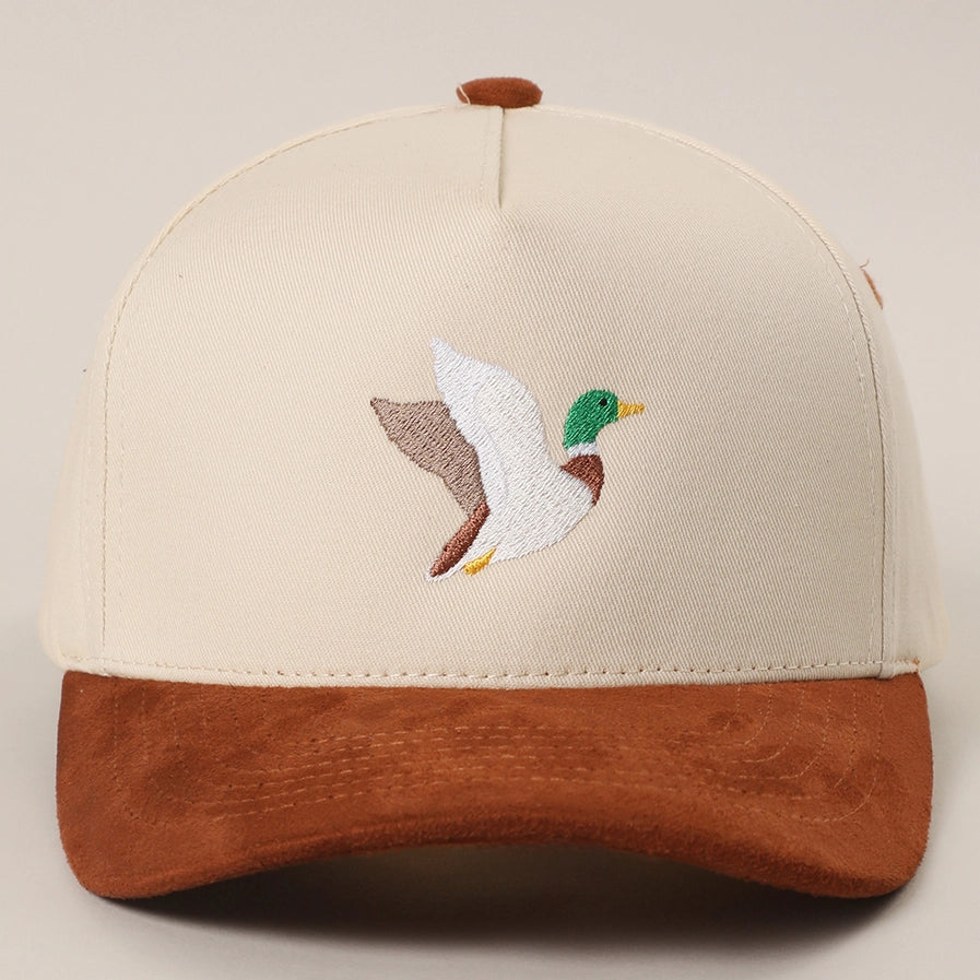Flying Mallard Suede Trucker Cap | Cinnamon