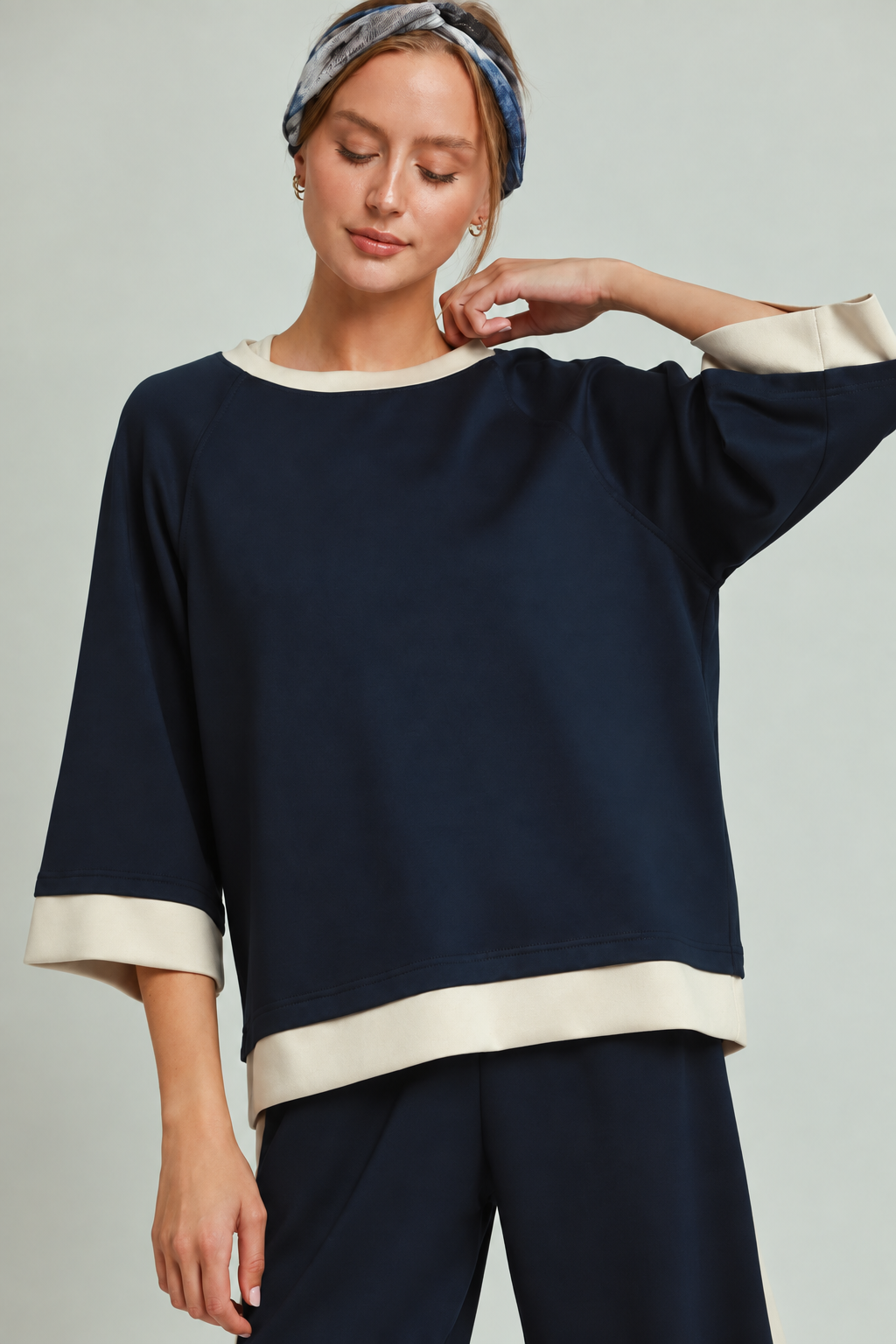 LuxeKnit Colorblock 2 Piece Set | Midnight Blue