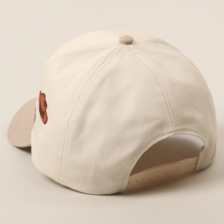 Cowboy Hat Embroidered Trucker Cap | Beige