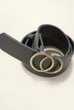 Double O Buckle Faux Leather Belt | Black