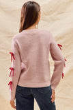 Santa Baby Ribbon Bow Sweater Top | Blush