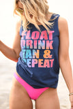 Float Drink Tan & Repeat Tank | Navy