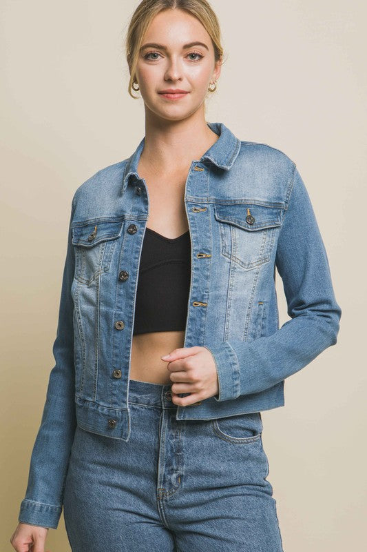 Stretchy Denim Jacket | Medium Wash