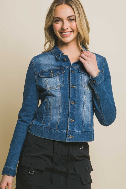 Stretchy Denim Jacket | Dark Wash