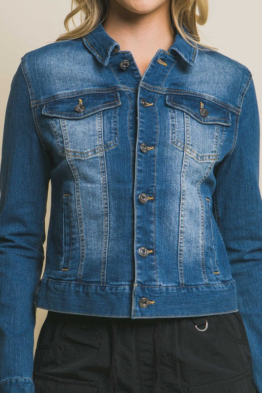 Stretchy Denim Jacket | Dark Wash