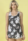 Floral Stripe Racerback Tank | Charcoal