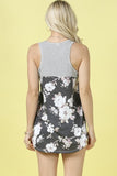 Floral Stripe Racerback Tank | Charcoal