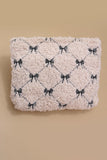 Bow Lamb Wool Cosmetic Bag