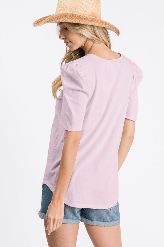 Solid Puff Sleeve Top | Lilac