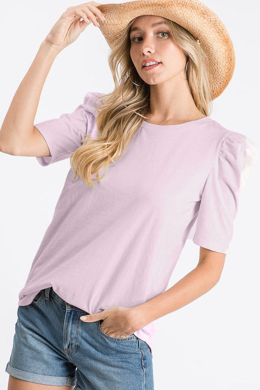 Solid Puff Sleeve Top | Lilac