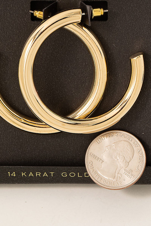 Secret Box | 14K Gold Dipped | Open Hoop Earrings