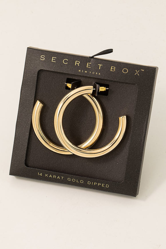 Secret Box | 14K Gold Dipped | Open Hoop Earrings
