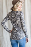Leopard Long Sleeve Button Top | Brown Mix