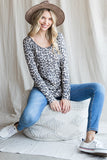 Leopard Long Sleeve Button Top | Brown Mix