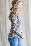 Leopard Long Sleeve Button Top | Brown Mix