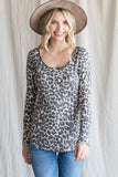 Leopard Long Sleeve Button Top | Brown Mix