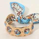 Scarf Tie Gold Cuff Bracelet | Blue