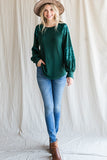 Sequin Contrast Holiday Top | Green