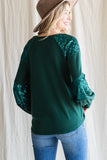 Sequin Contrast Holiday Top | Green