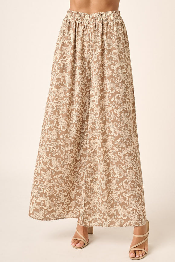 Paisley Wide Leg Pants | Mocha