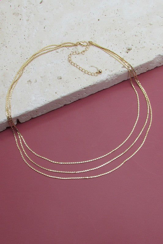 Triple Layer Flat | Gold Necklace