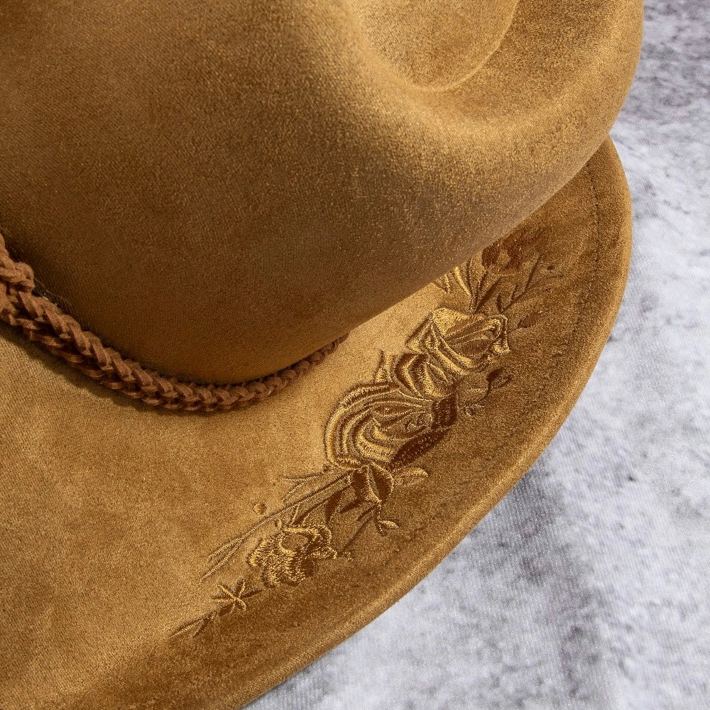 Rose Embroidered Braded Tassel Cowboy Hat | Various