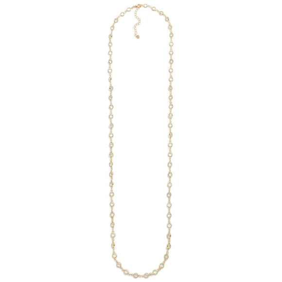 Long Clear Crystal Necklace | Gold