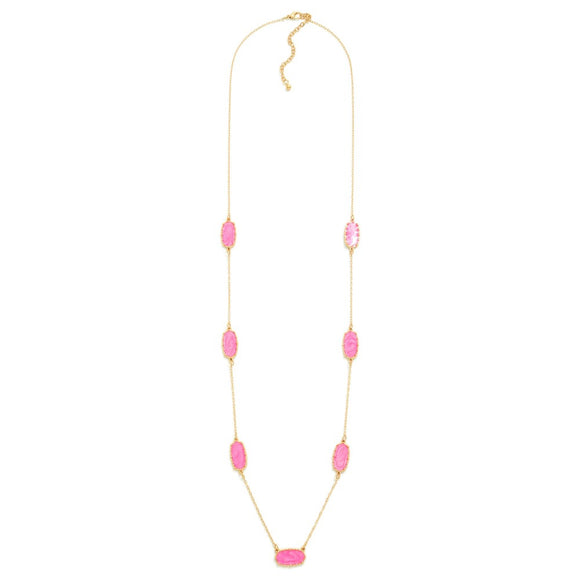 Long Marbled Resin Necklace | Hot Pink
