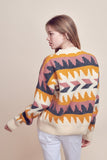 Geometric Pattern Sweater | Mauve+Mustard