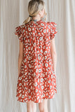 Leopard Frill Mock Neckline Dress | Clay