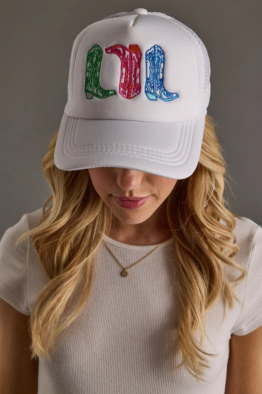 Cowboy Boots Foam Trucker Cap | Multi/White