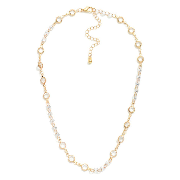 Cubic Zirconia Chain Link Necklace | Gold