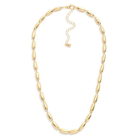 Oval Beaded Necklace | Gold