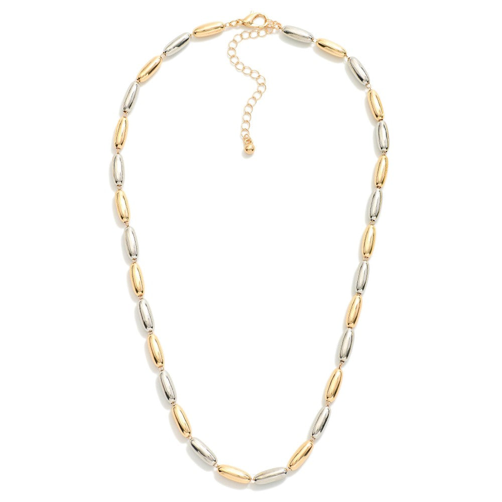 Oval Beaded Necklace | Gold/Silver
