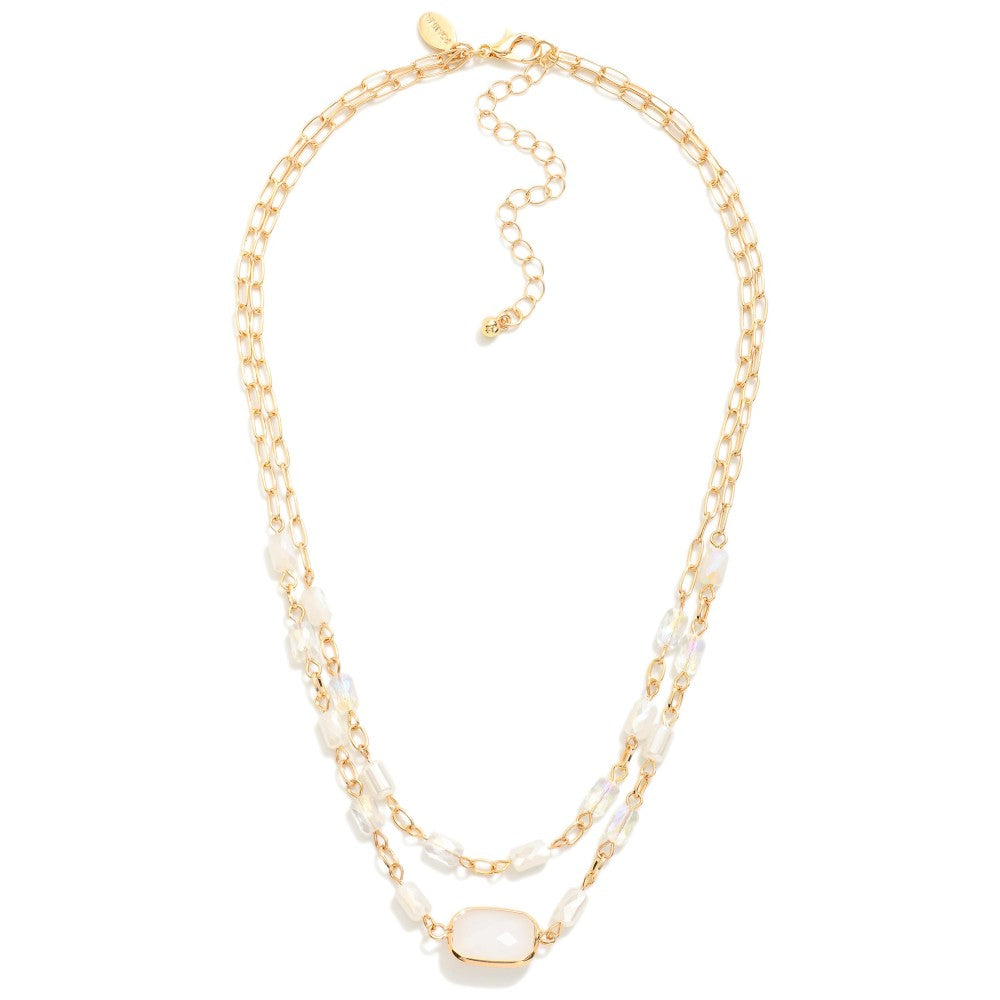 Faceted Glass Bead Layered Necklace | Gold