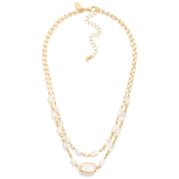Faceted Glass Bead Layered Necklace | Gold