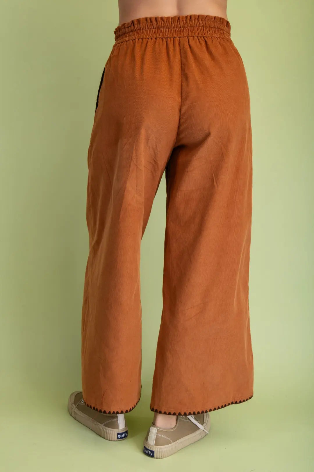 Corduroy Relaxed Fit Stitch Detail Pants | Camel