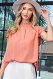 Satin Feel Mock Neck Top | Clay