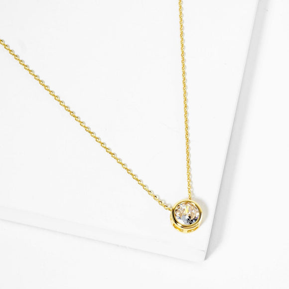 Cubic Zirconia Pendant Chain | Gold Necklace