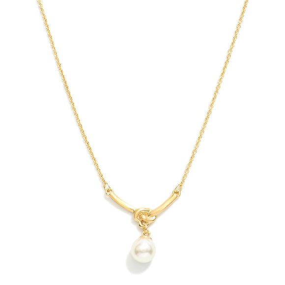 Knotted Pearl Pendant Chain | Gold Necklace