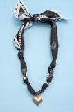 Handmade Scarf Necklace | Black/Heart