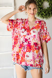 Floral Loose Fit Boxy Top | Pink Mix