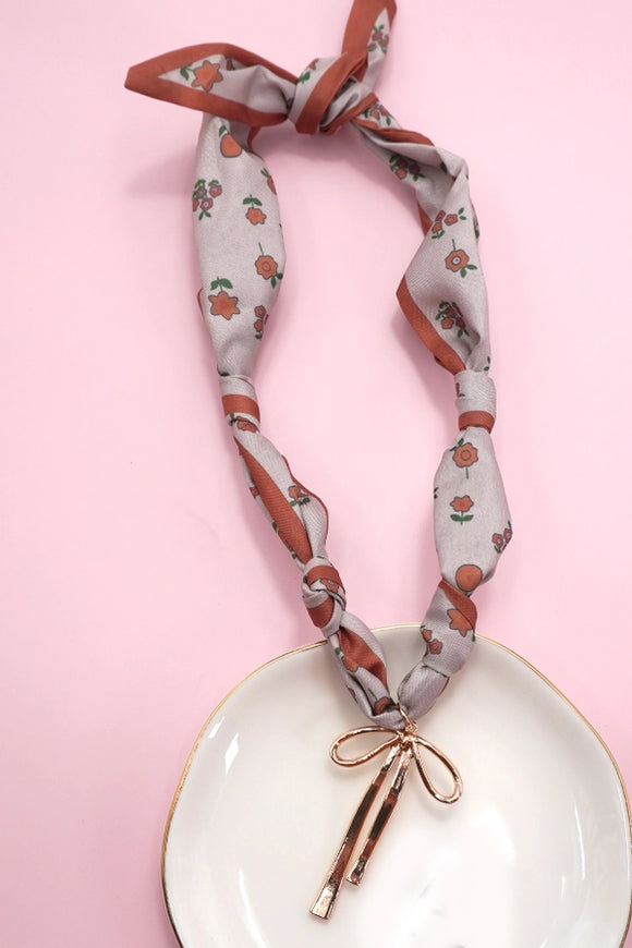Handmade Scarf Necklace | Rust/Bow