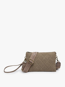 Izzy Vegan Leather Quilted Crossbody Bag | Grey Taupe