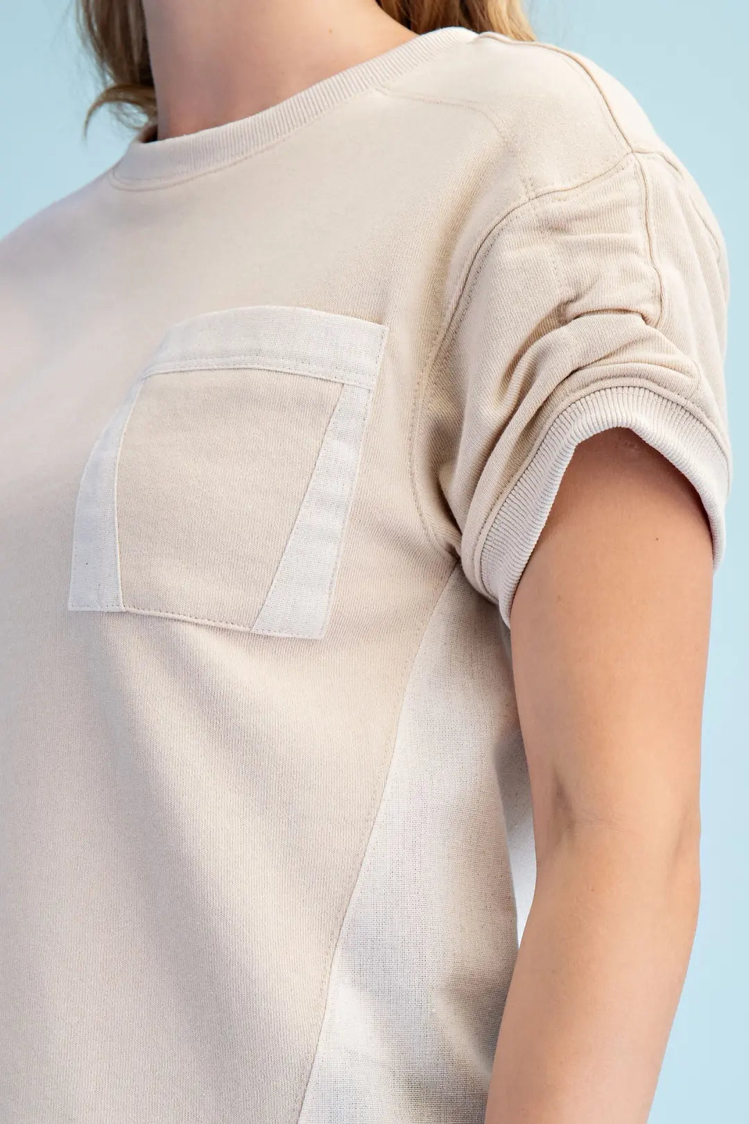 Ruched Short Sleeve Top | Stone