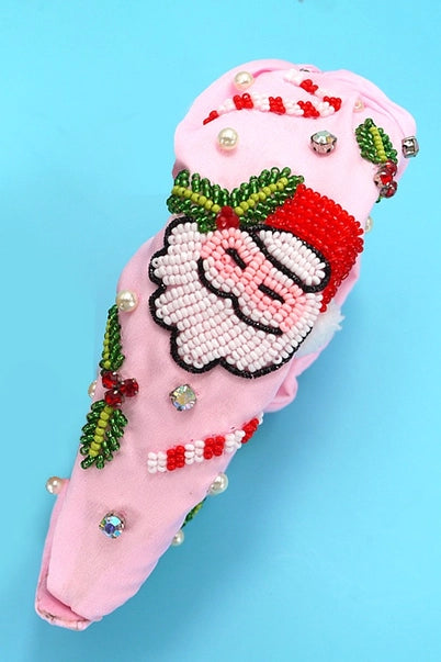 Santa Claus Beaded Headband | Pink